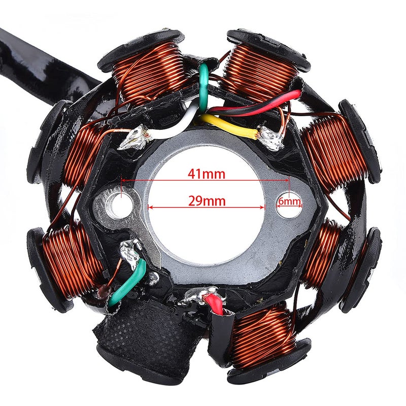 RUTU 8 Pole 5 Wire Coil,Magneto Stator Ignition Relay Coil - Replacement Part for 139QMB GY6 4-Stroke Engine,Compatible with 50cc, 60cc, 80cc, 100cc ATV, TaoTao Scooters, Coolsport, Sunl, NST Mopeds - Image 3